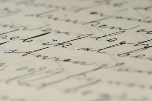 Close-up of elegant handwritten calligraphy on paper showcasing fine ink script.
